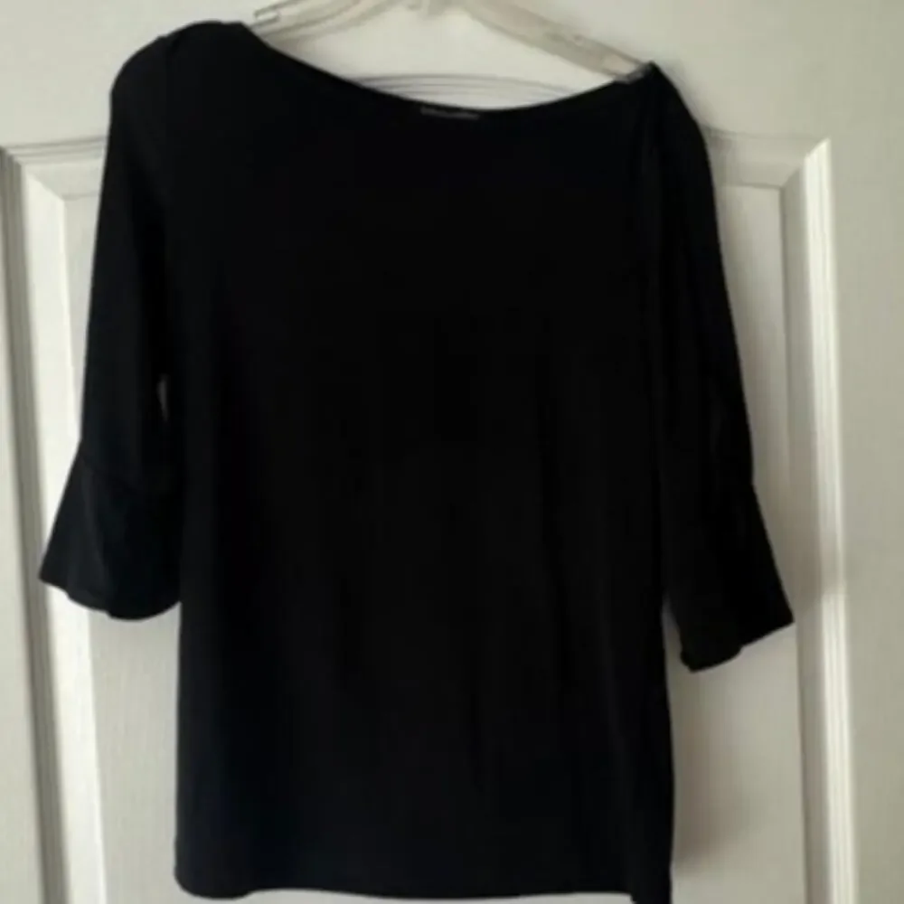 Banana Republic Black Ruched Shoulder Split Sleeve Top Women’s S Rayon